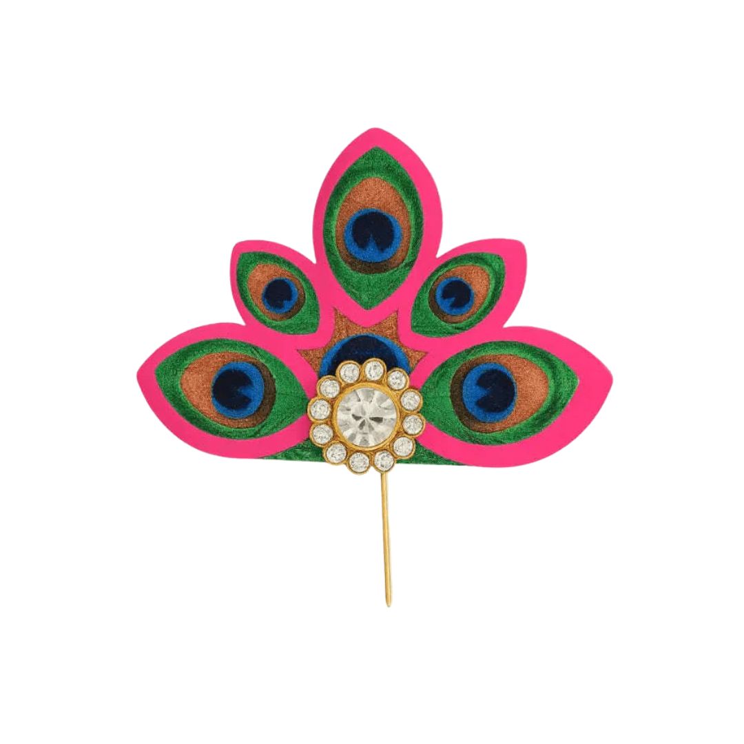 Pink Peacock Feather Design Kalangi for Laddu Gopal