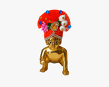 Designer Flower Work Red Turban for Gopal Ji Idol Lordkart