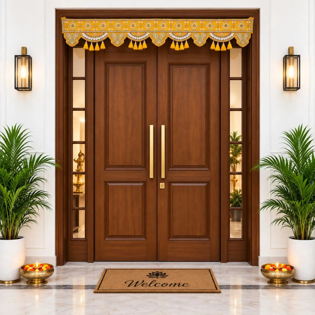 Mustard Yellow Decorative Toran with Tassels for Diwali Decoration