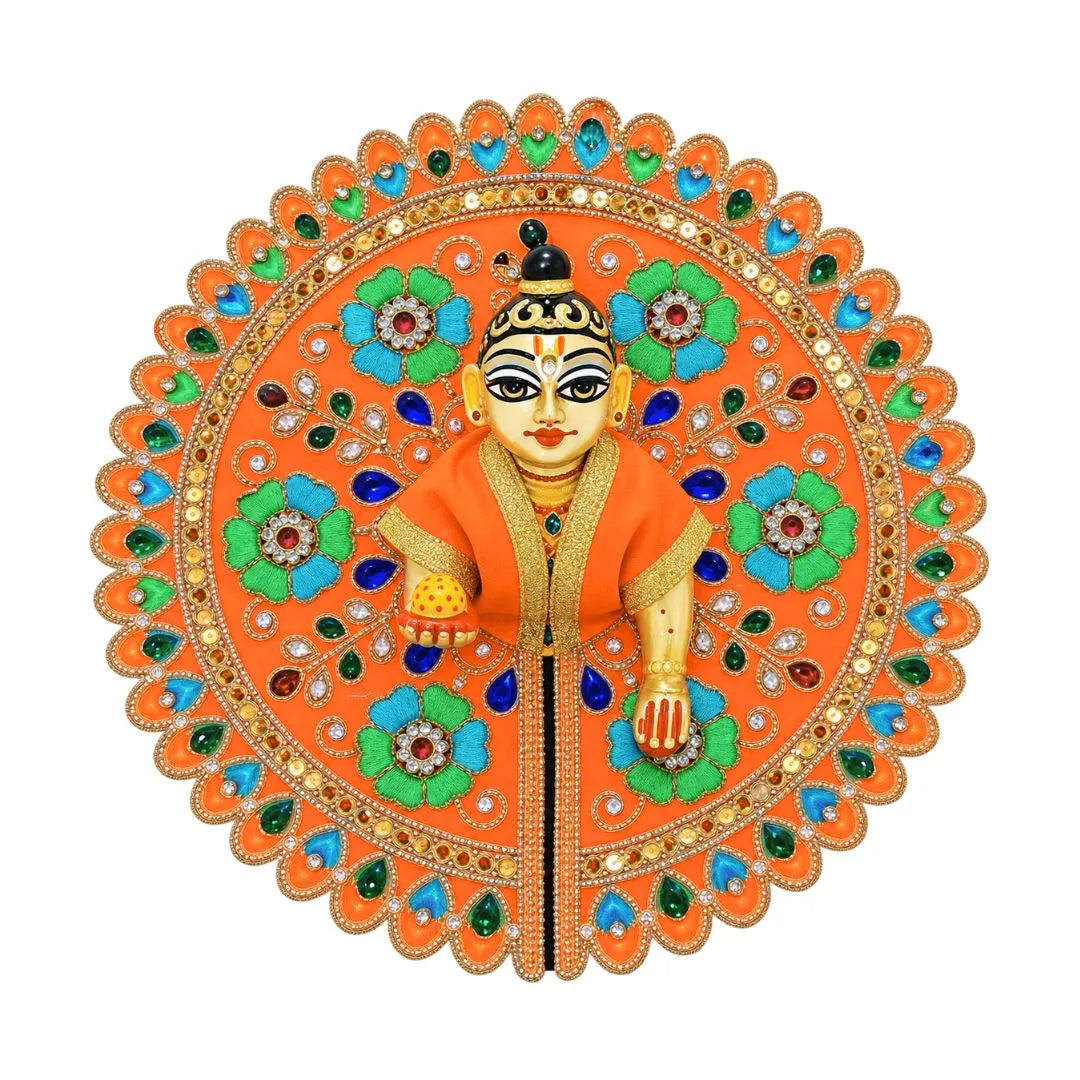 Premium Orange Heavy Embroidered Laddu Gopal Poshak - Size 4