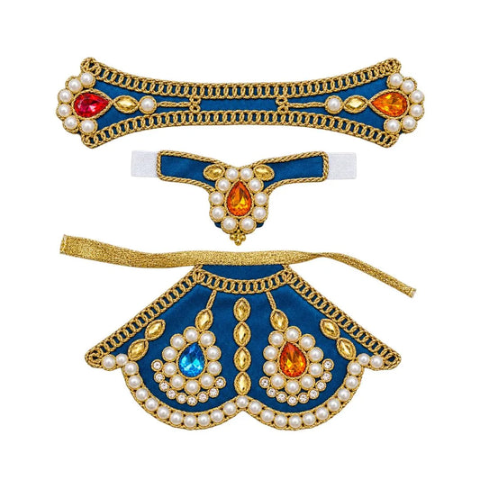 Premium Blue Mata Rani Poshak Set with Beads & Stone Work– 3 Inch (Copy) (Copy)