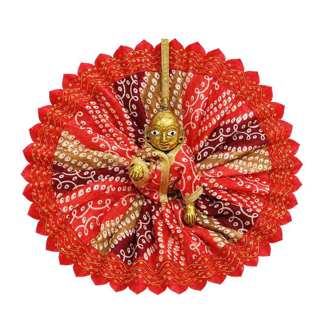 Traditional Red Bandhani Print Laddu Gopal Summer Poshak