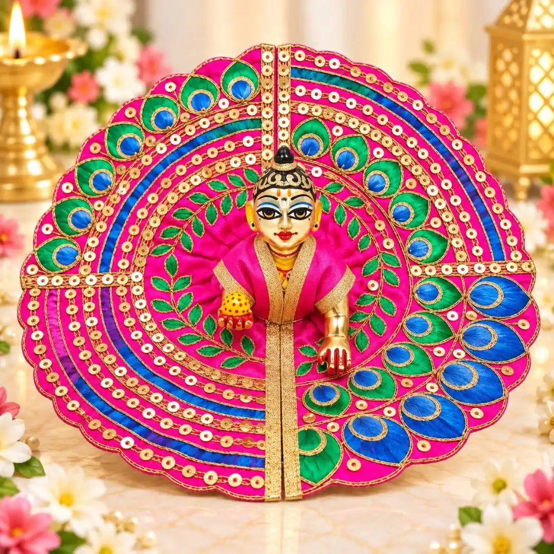 Meenakari Work Pink Laddu Gopal Fancy Dress