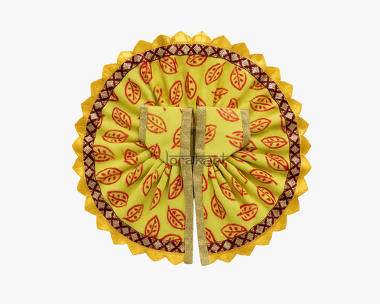 Leaf Printed Yellow Summer Poshak for Bal Gopal