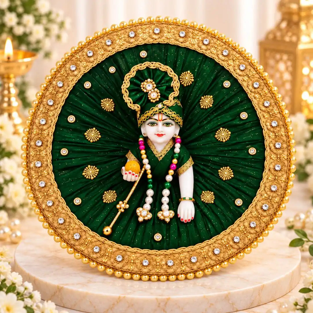 Premium Heavy Designer Zari Lace Laddu Gopal Dress with Mukut