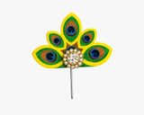 Yellow Peacock Feather Design Kalangi for Kanha Ji Lordkart