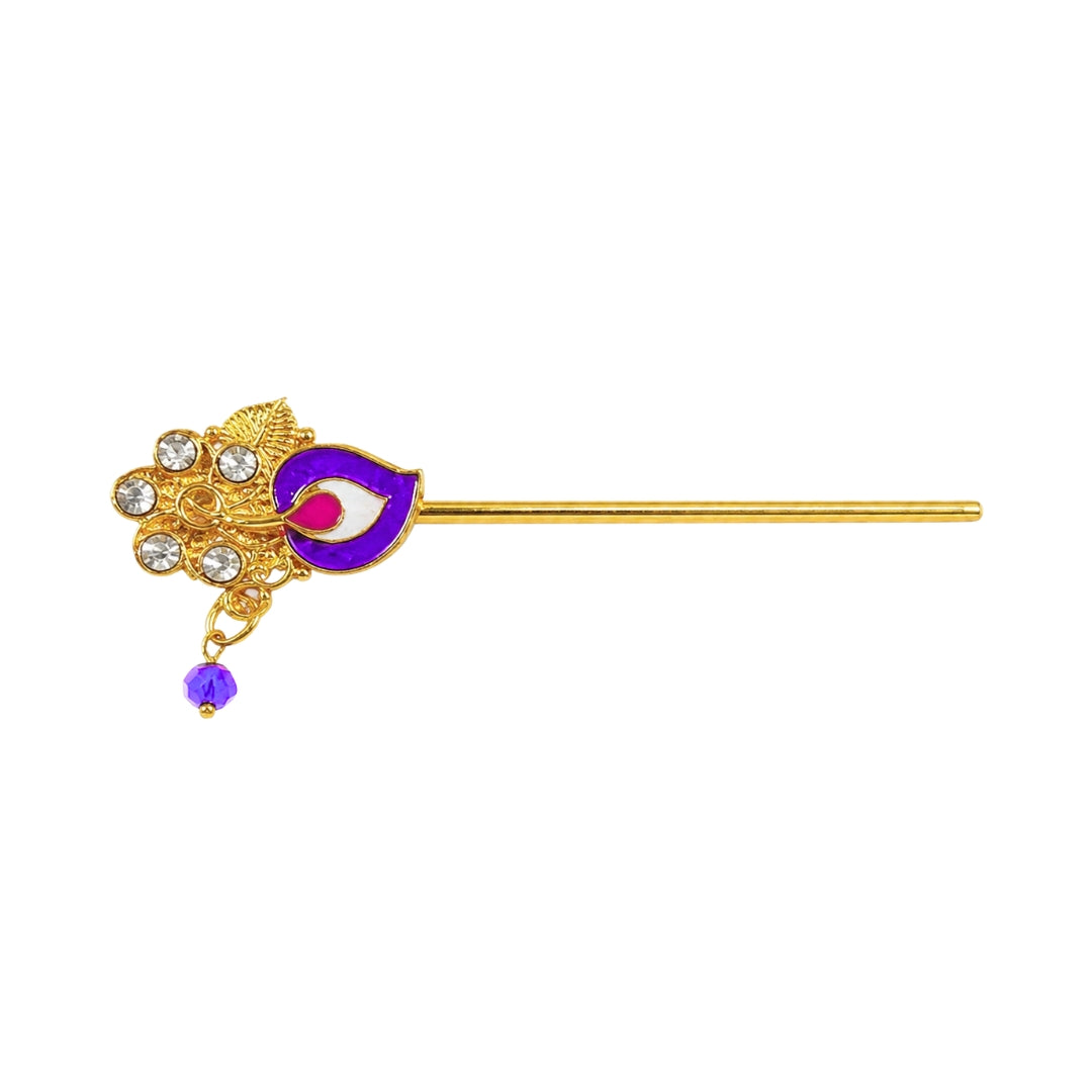 Royal Purple and Pink Stone Studded Flute for Laddu Gopal