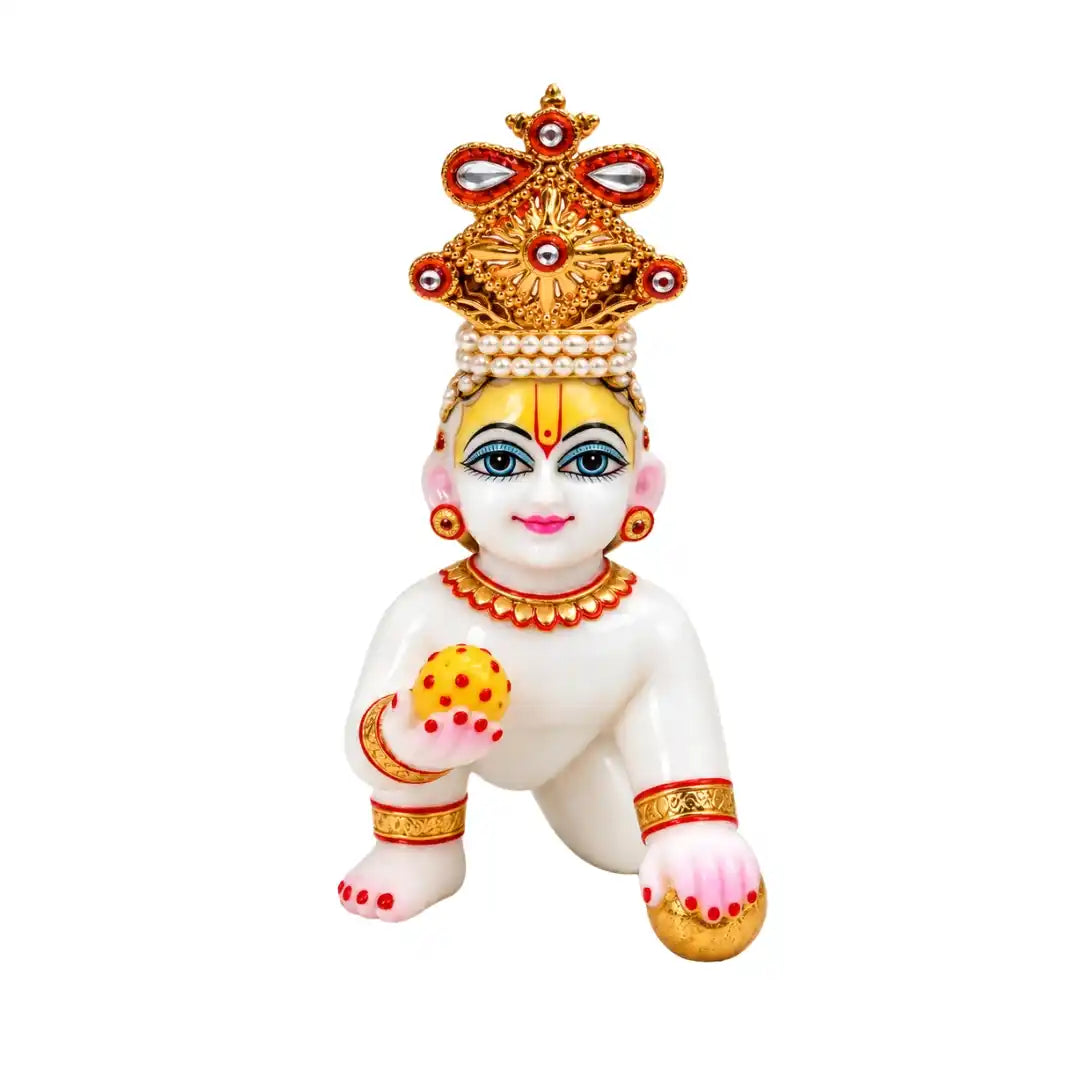 Premium Metal Adjustable Orange Mukut for Laddu Gopal (0 to 2 No Idol)