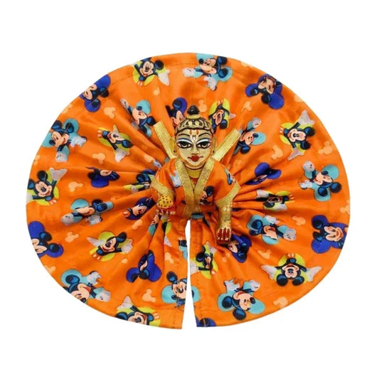 Mickey Mouse Orange Silk Dress For Kanha Ji