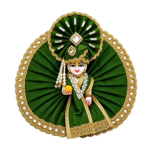 Fany Green Heavy Laddu Gopal Dress with Pagdi & Patka