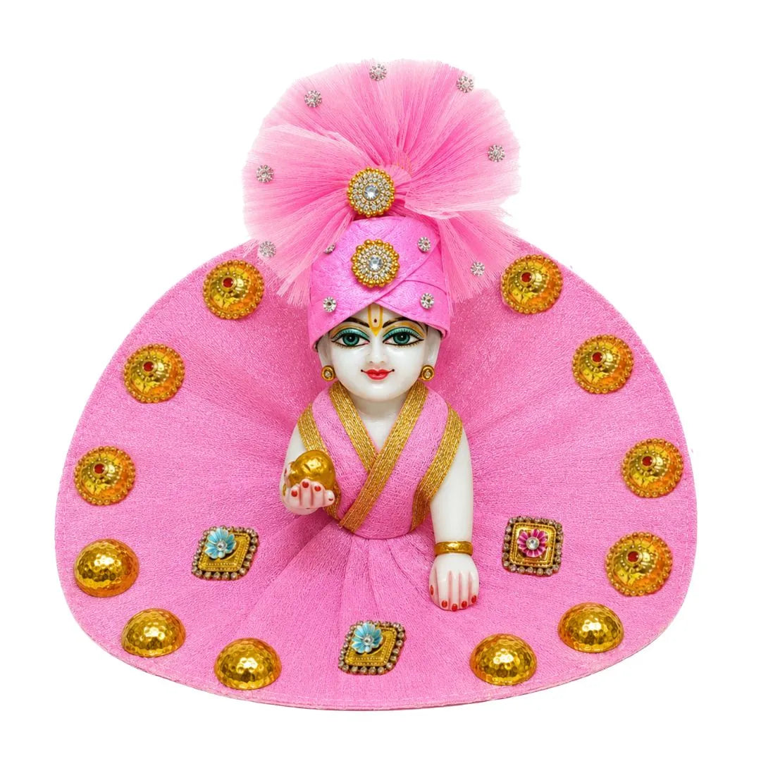 Premium Pink Heavy Laddu Gopal Dress with Pagdi Mukut