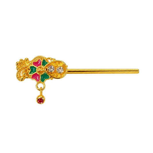 Decorative Green and Pink Bal Gopal Flute ( Suitable for 0 to 1 No Idol )