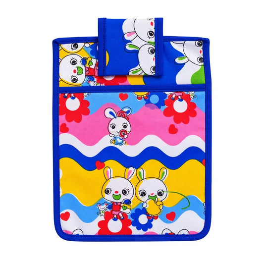 Soft Cotton Blue Bunny Print Pocket Bistar with Pillow for Bal Gopal (6×8 Inch)