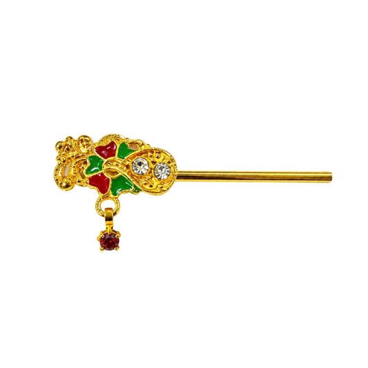 Decorative Green and Red Bal Gopal Flute ( Suitable for 0 to 1 No Idol )
