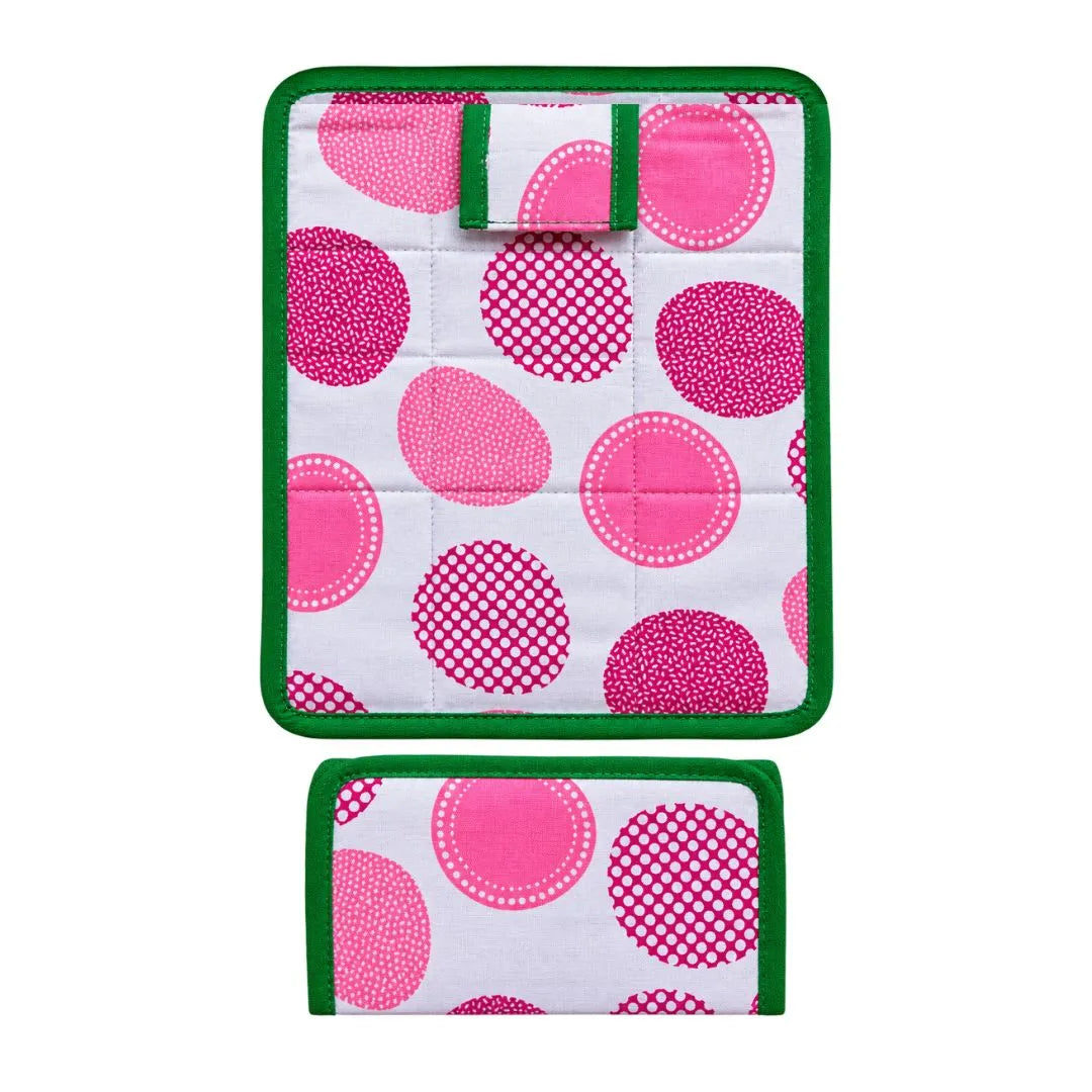 Pink Dots Print with Green Border Laddu Gopal Soft Cotton Bed Sheet Set (6x8 Inch)