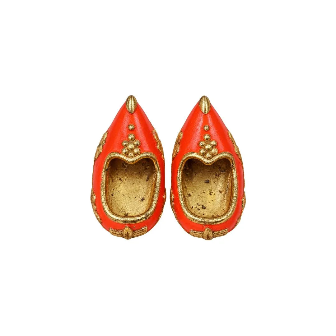 Orange & Golden Designer Metal Mojari for Laddu Gopal