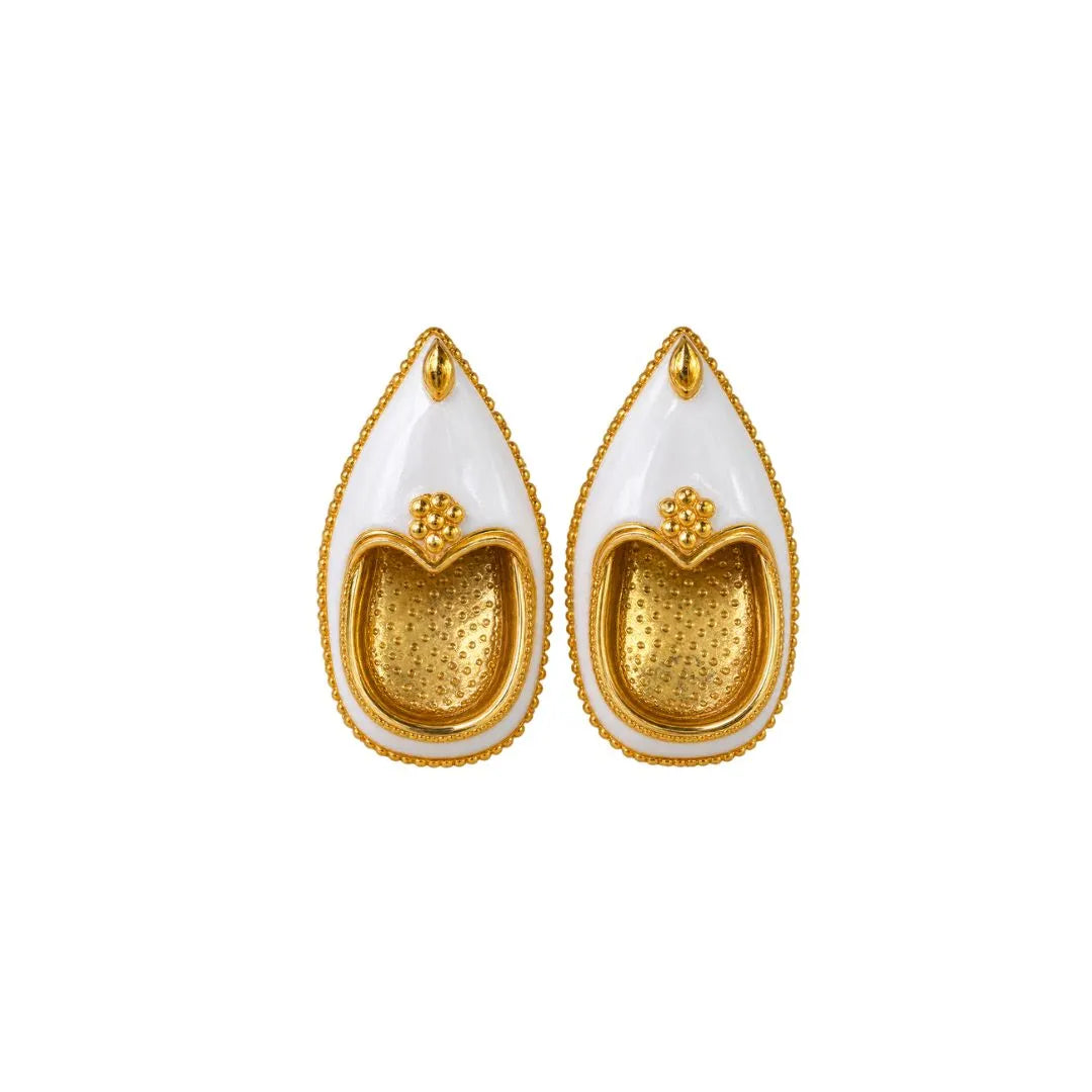 Premium White & Gold Metal Mojari for Laddu Gopal