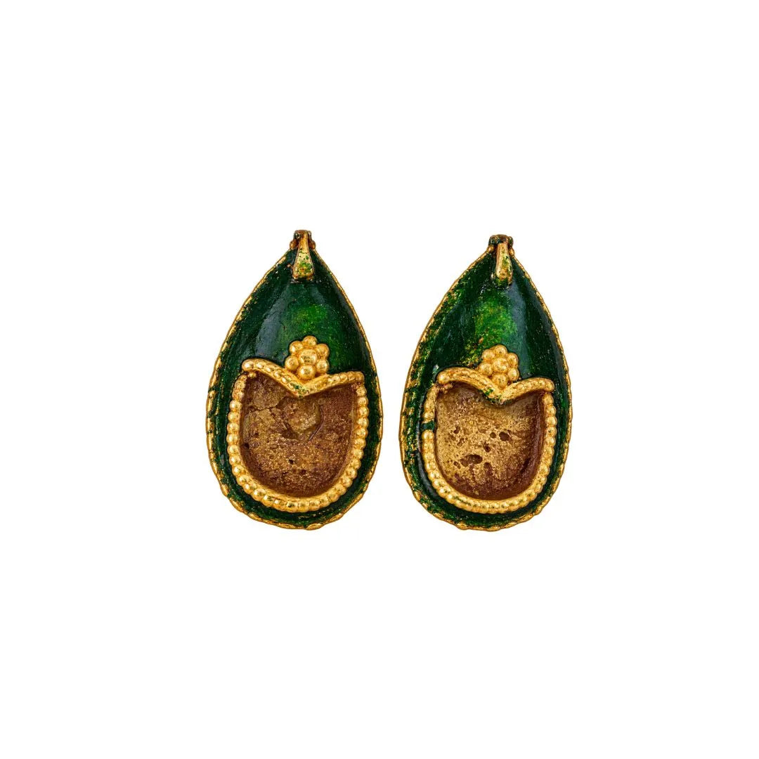Green & Golden Embellished Metal Mojari for Laddu Gopal