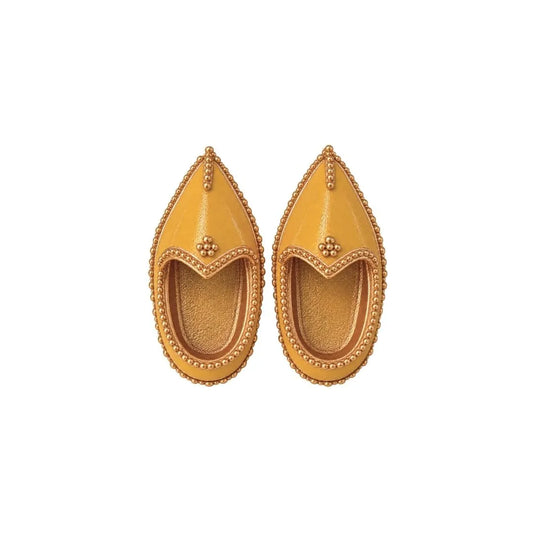 Traditional Golden Beaded Metal Mojari for Laddu Gopal