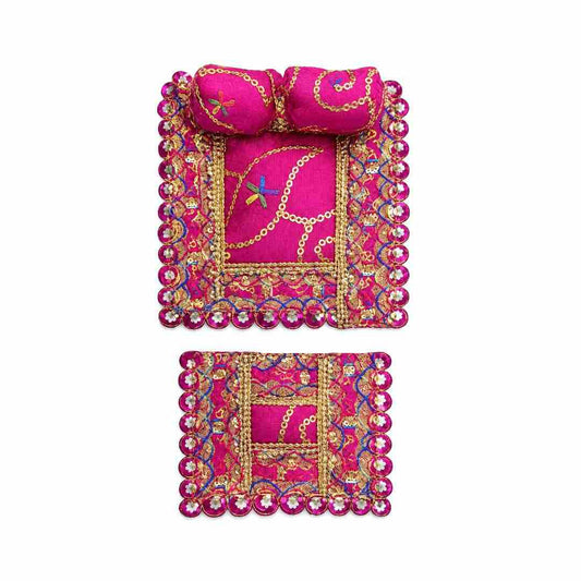 Decorative Pink Laddu Gopal Ji Bistar Set with Pillow & Chadar
