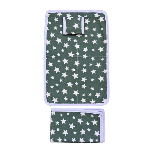 Dark Green Star Print Soft Cotton Gaddi Bedding Set with Pillow & Chadar (6x8 Inch)