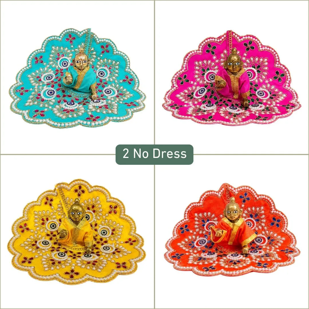 Designer Multicolor Options Beads & Stone Work Laddu Gopal Dress Combo Set