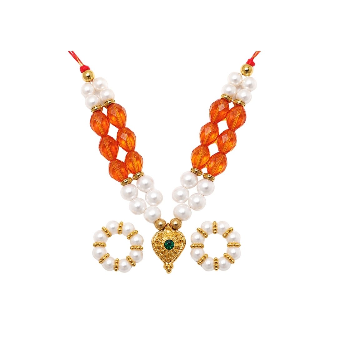 Beautiful Orange Color Beads Bal Gopal Mala with Kangan for Shringar - Lordkart