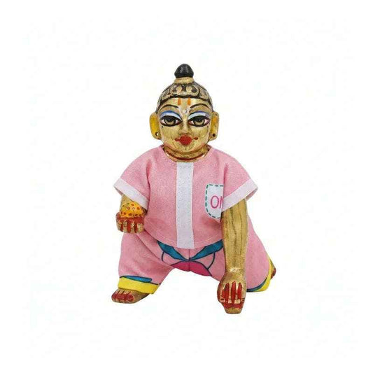 Beautiful Printed Pink Cotton Night Dress for Kanha Ji