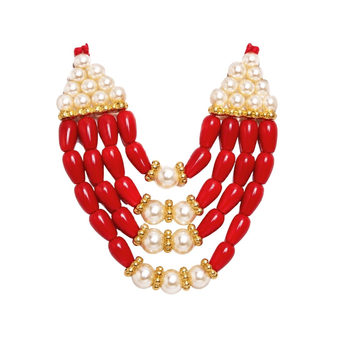 Beautiful Red Color 4 Layer Beads Laddu Gopal Mala for Shringar - Lordkart