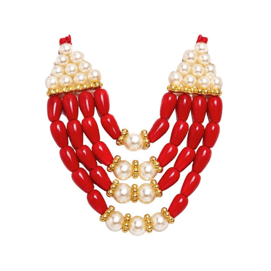 Beautiful Red Color 4 Layer Beads Laddu Gopal Mala for Shringar - Lordkart