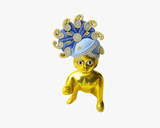 Blue Color Jarkan Decorated Mukut for Laddu Gopal - Lordkart