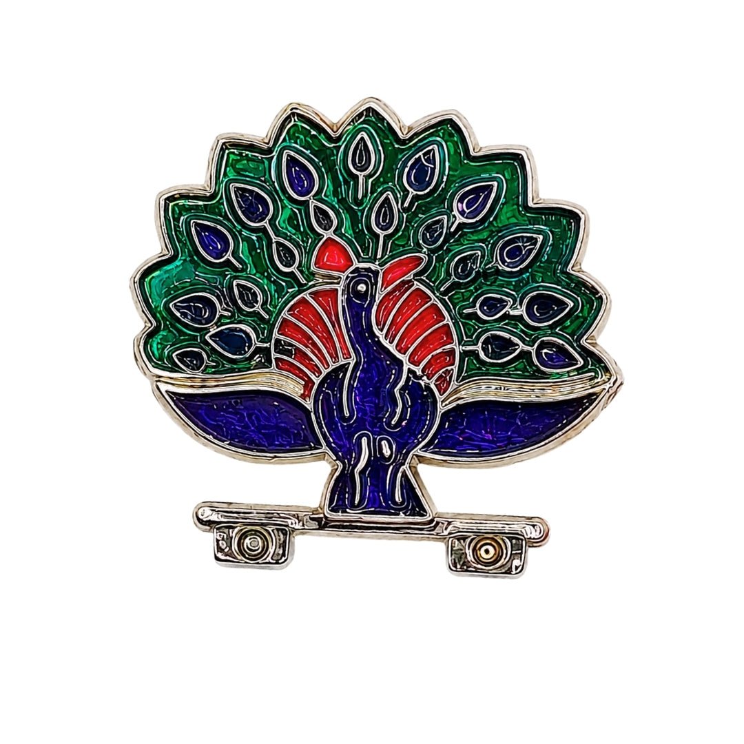 Blue Green Metal Dancing Peacock for Laddu Gopal Shringar Decor - Lordkart