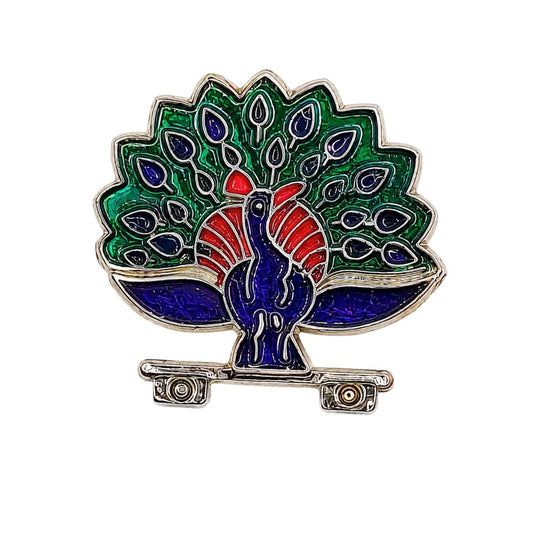 Blue Green Metal Dancing Peacock for Laddu Gopal Shringar Decor - Lordkart