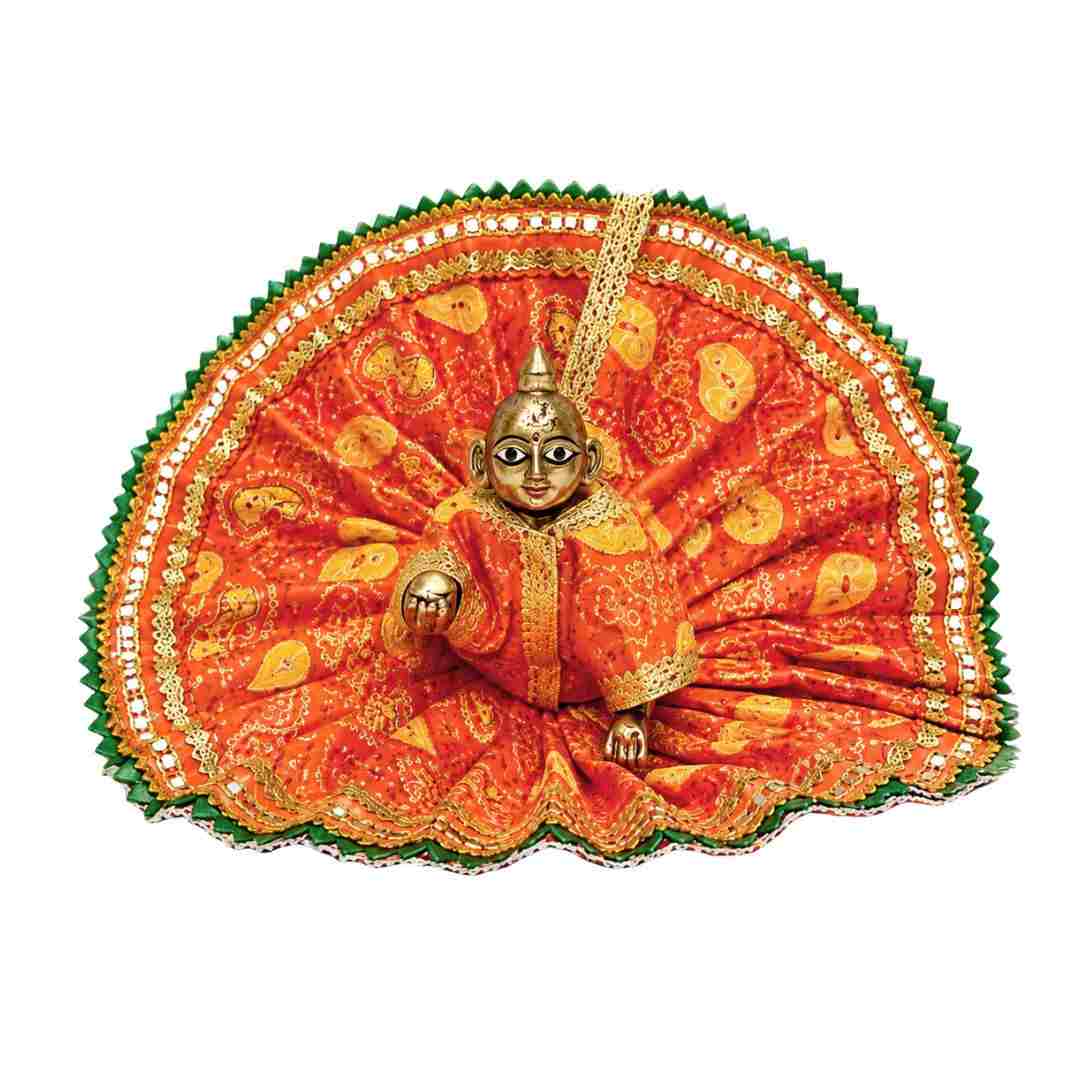 Vibrant Orange Laddu Gopal Summer Dress Bal Gopal Clothes