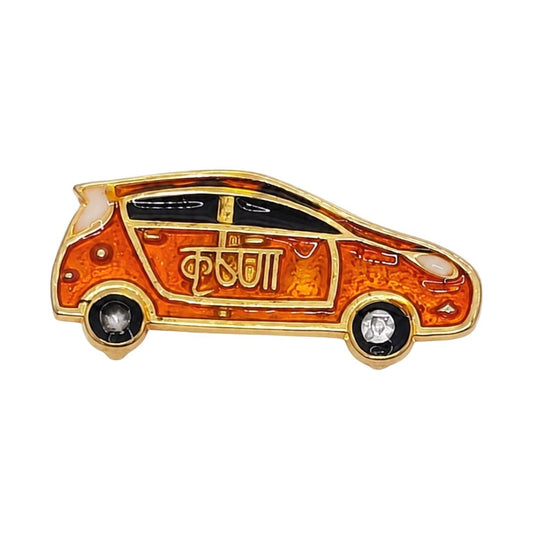 Decorative Orange Metal Radhey Radhey Car Toy for Laddu Gopal Sringar - Lordkart