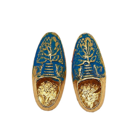 Designer Blue Color Metal Shoes Set for Laddu Gopal Shringar - Lordkart