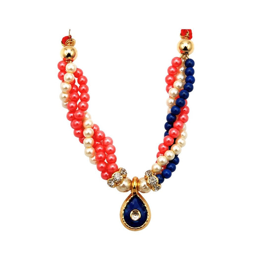 Designer Blue/Orange Beads with Jarkan Coated Bal Gopal Mala for Shringar - Lordkart
