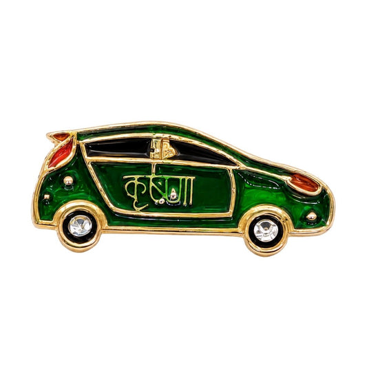 Designer Krishna Printed Green & Red Metal Car Toy for Laddu Gopal Sringar - Lordkart