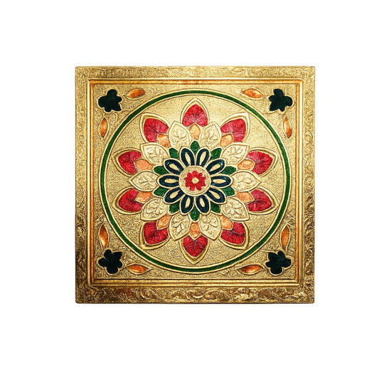 Designer Laddu Gopal Ji Aasan with Golden Border and Floral Artwork - Lordkart
