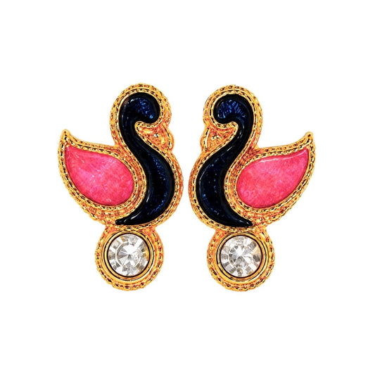Designer Pink Color Peacock Style Laddu Gopal Earrings (Size 0-6) - Lordkart