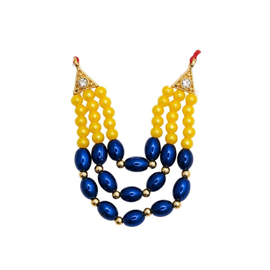 Designer Yellow and Blue Color 3 Layer Beads Laddu Gopal Mala for Shringar - Lordkart