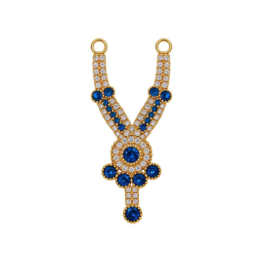 Blue & Gold Designer Stone Necklace for Laddu Gopal – 1.5 Inch