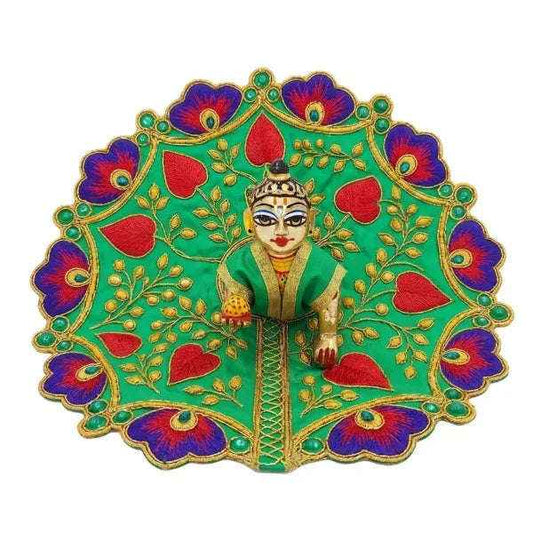 Green Designer Dress with Peacock Motif for kanha ji