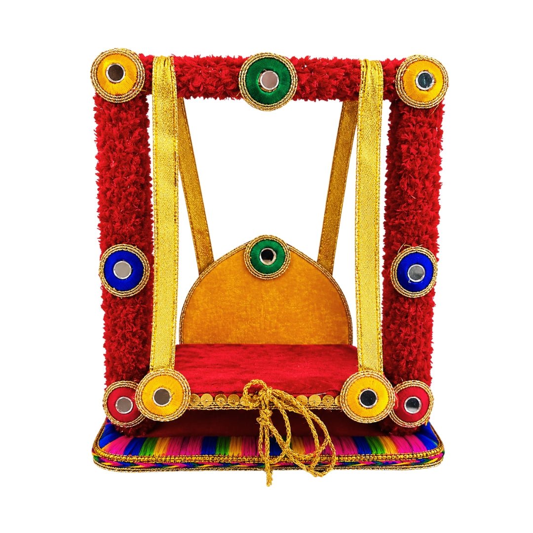 Handcrafted Multicolored Laddu Gopal Jhula with Mirror Work - Lordkart