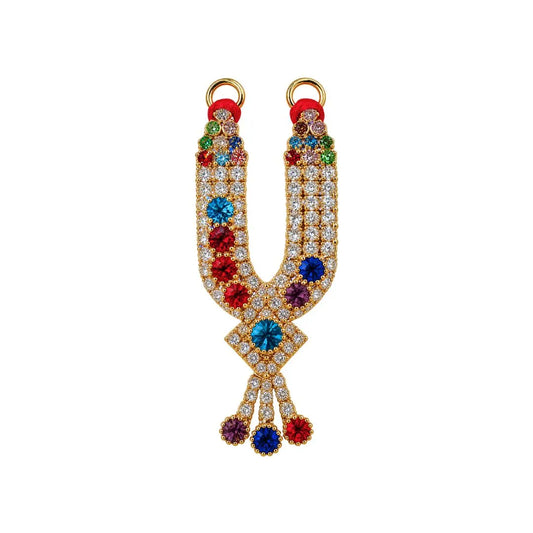 Multicolor Stone Gold-Tone Designer Necklace for Laddu Gopal - 2 Inch