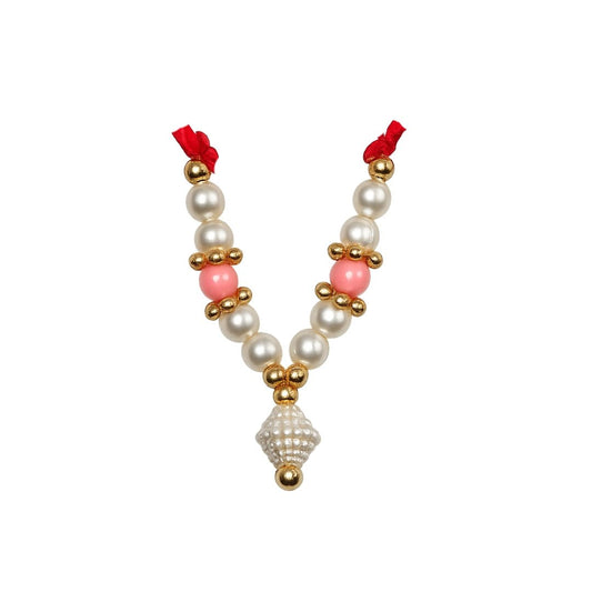 Handmade Bal Gopal Pearl Beads Mala with Pink Accent and Golden Finish - Lordkart