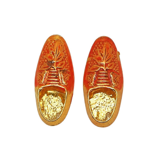 Handmade Orange Color Metal Shoes Set for Laddu Gopal Shringar - Lordkart