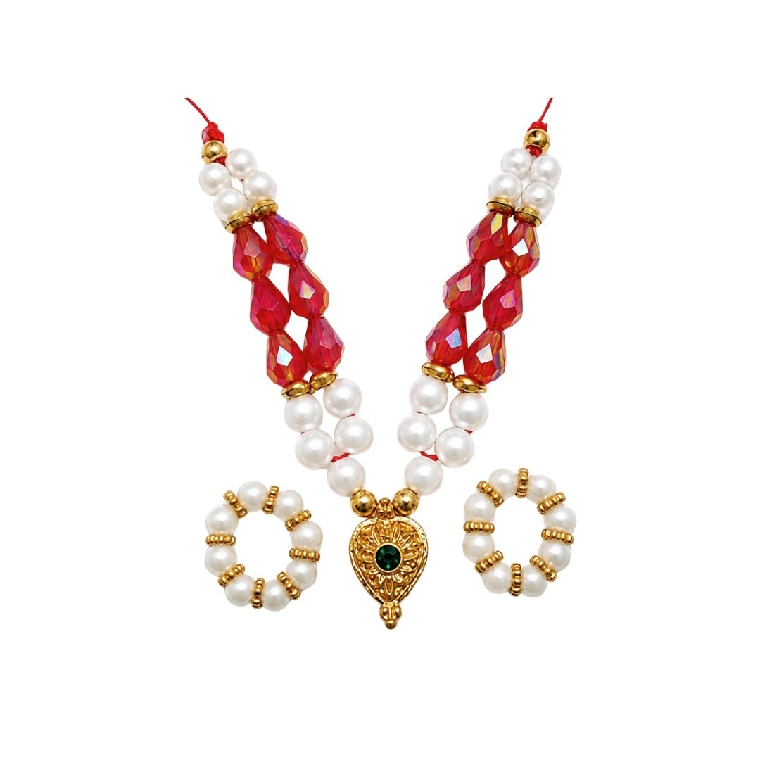 Handmade Red Color Beads Bal Gopal Mala with Kangan for Shringar - Lordkart