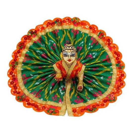 Lace Decorated Green Laddu Gopal Designer Dress - Lordkart