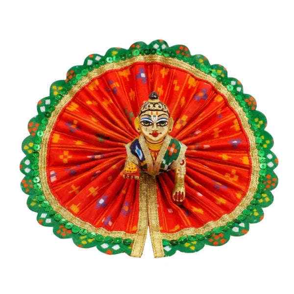 Lace Decorated Orange Laddu Gopal Dress - Lordkart